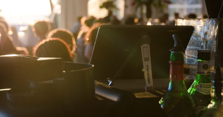 Slim Tablet Stand in use