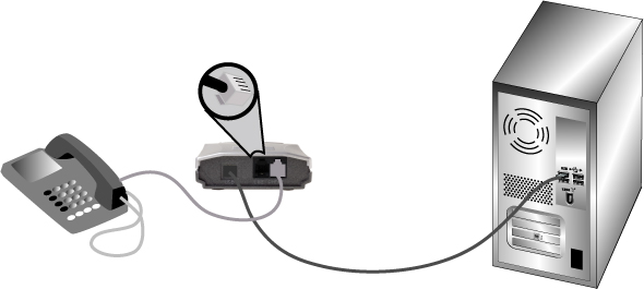 USB Telephone Adapter to Telephone Connection Diagram